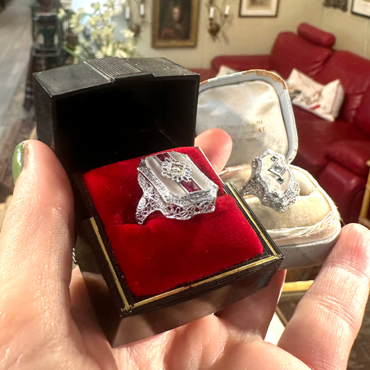Art Deco Dragonfly Pink Ruby Ring