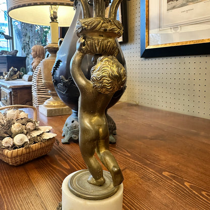 Pair of 19th Century Marble & Bronze Candelabra
