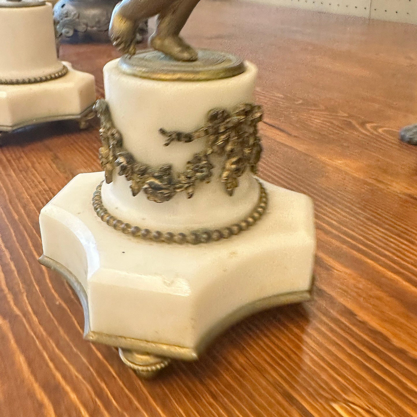 Pair of 19th Century Marble & Bronze Candelabra
