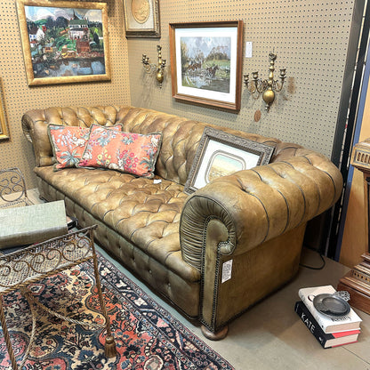 Bronze Leather Chesterfield Sofa c.1940s