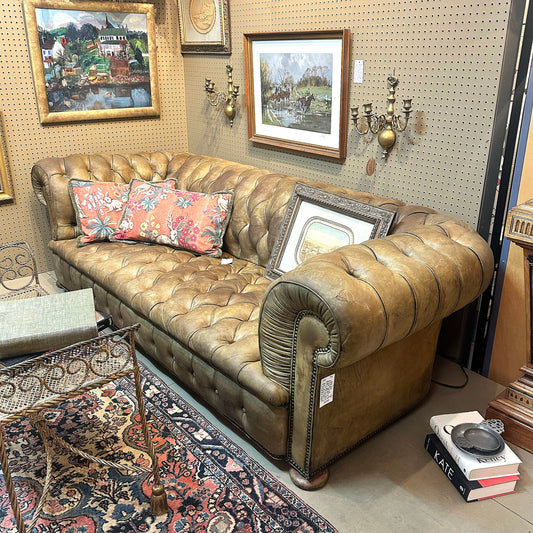 Bronze Leather Chesterfield Sofa c.1940s