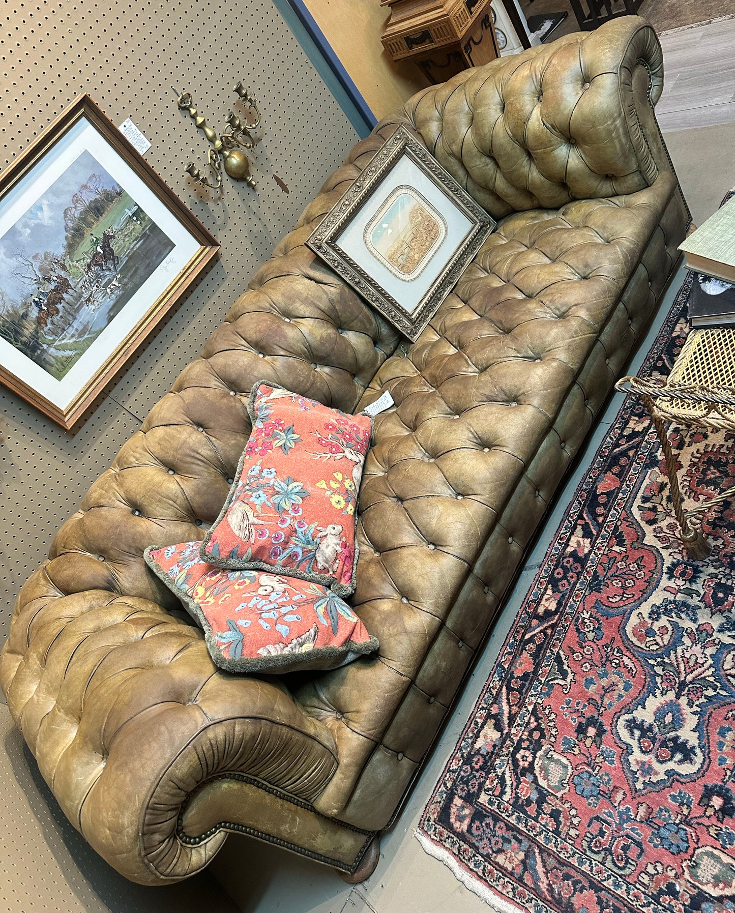 Bronze Leather Chesterfield Sofa c.1940s