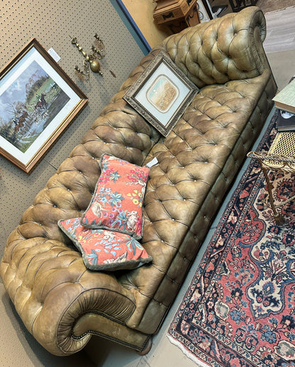 Bronze Leather Chesterfield Sofa c.1940s