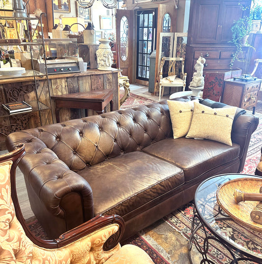 Chocolate Leather Chesterfield Sofa