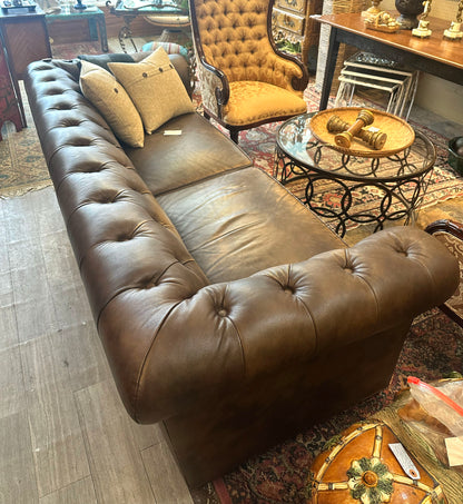 Chocolate Leather Chesterfield Sofa