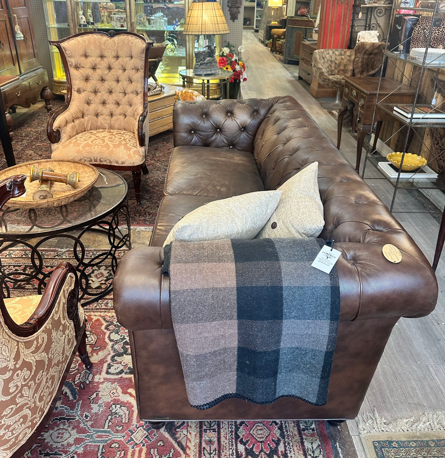 Chocolate Leather Chesterfield Sofa