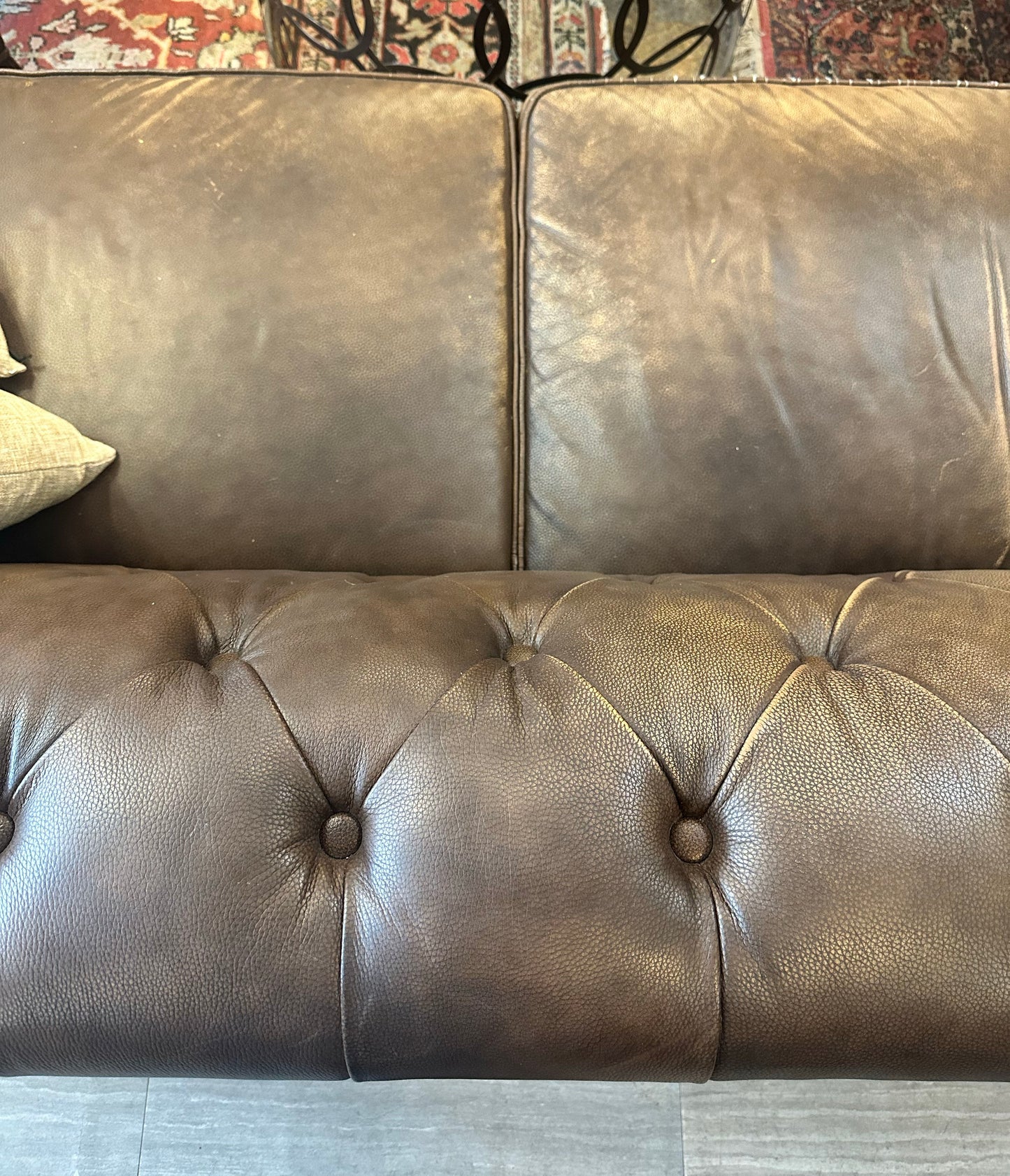 Chocolate Leather Chesterfield Sofa