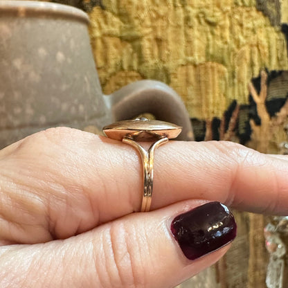 14k Gold Cufflink Memorial Ring w/ Diamond