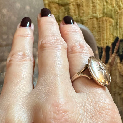 14k Gold Cufflink Memorial Ring w/ Diamond
