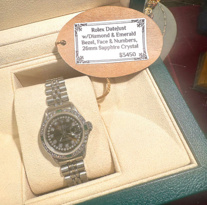 Rolex - Datejust w/ Sapphire, Crystal Face & Diamonds & Emeralds