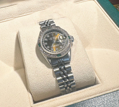 Rolex - Datejust w/ Sapphire, Crystal Face & Diamonds & Emeralds