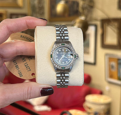 Rolex - Datejust w/ Sapphire, Crystal Face & Diamonds & Emeralds