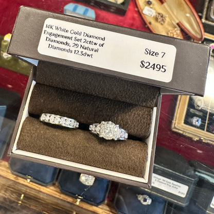 14k White Gold & Diamond Engagement Set
