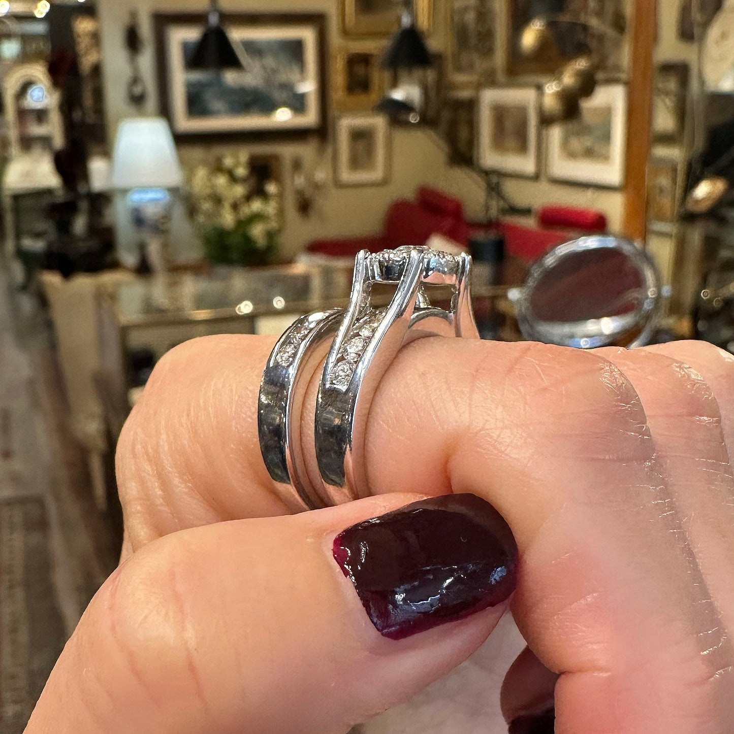 14k White Gold & Diamond Engagement Set