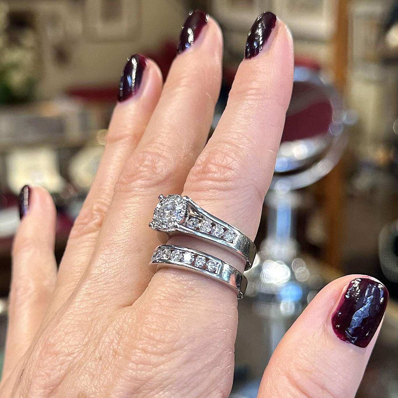 14k White Gold & Diamond Engagement Set