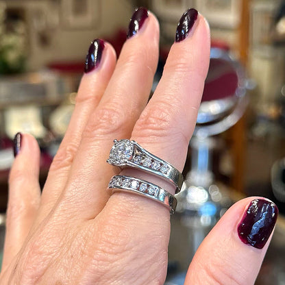 14k White Gold & Diamond Engagement Set
