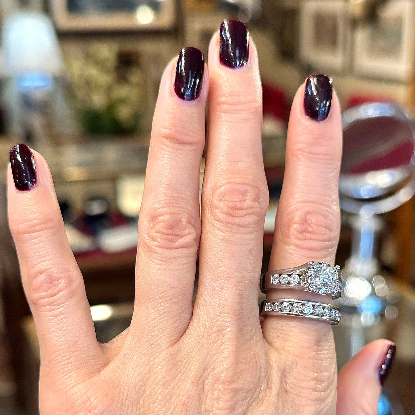 14k White Gold & Diamond Engagement Set