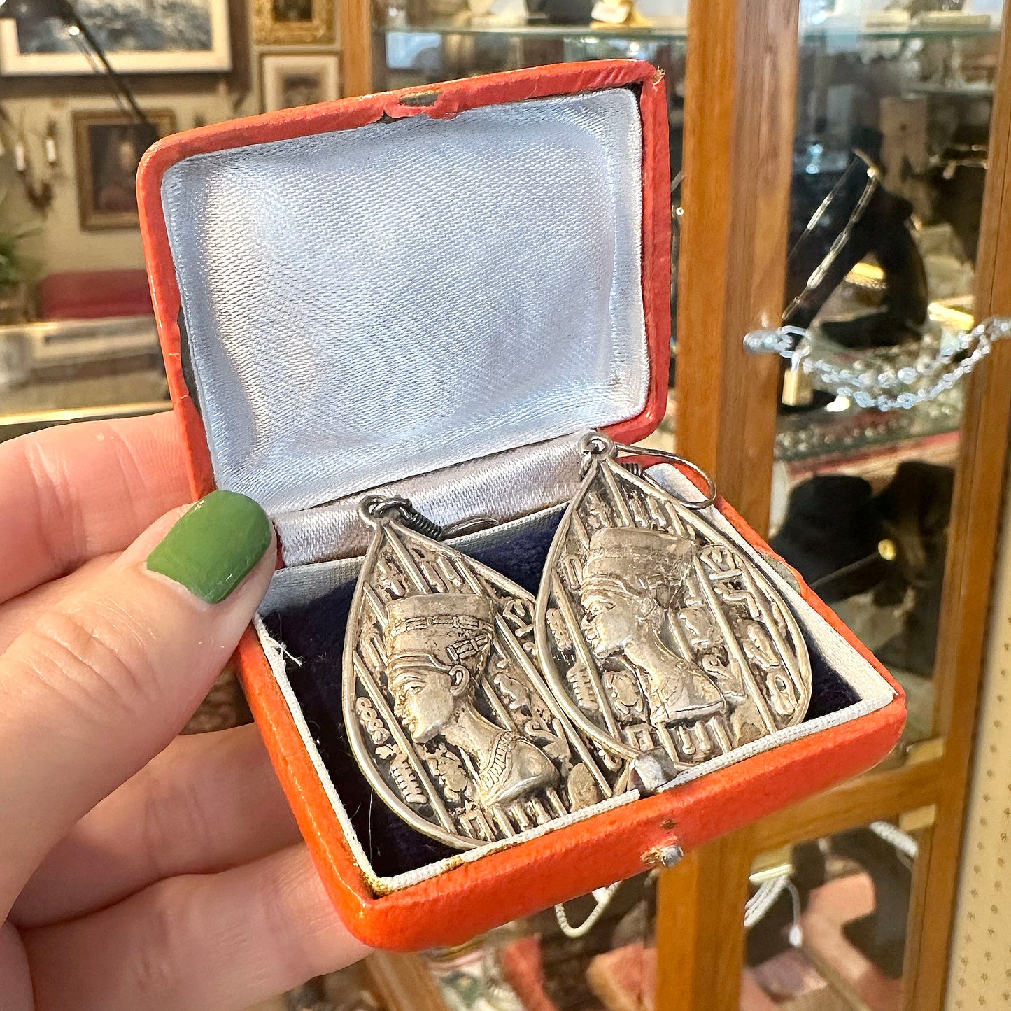 Vintage Sterling Nefertiti Earrings