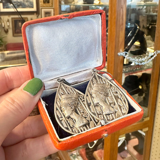 Vintage Sterling Nefertiti Earrings