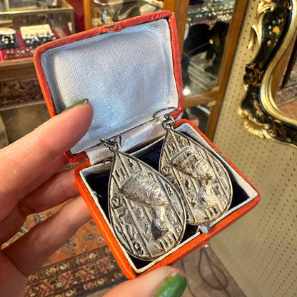 Vintage Sterling Nefertiti Earrings