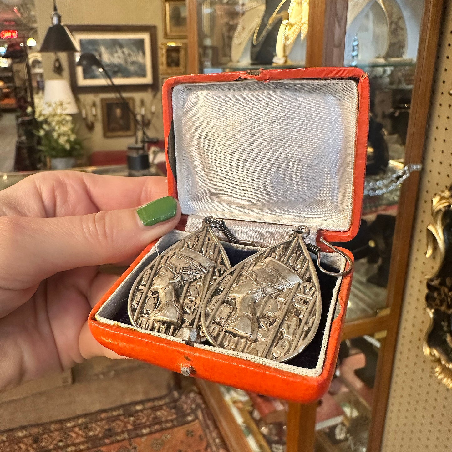 Vintage Sterling Nefertiti Earrings