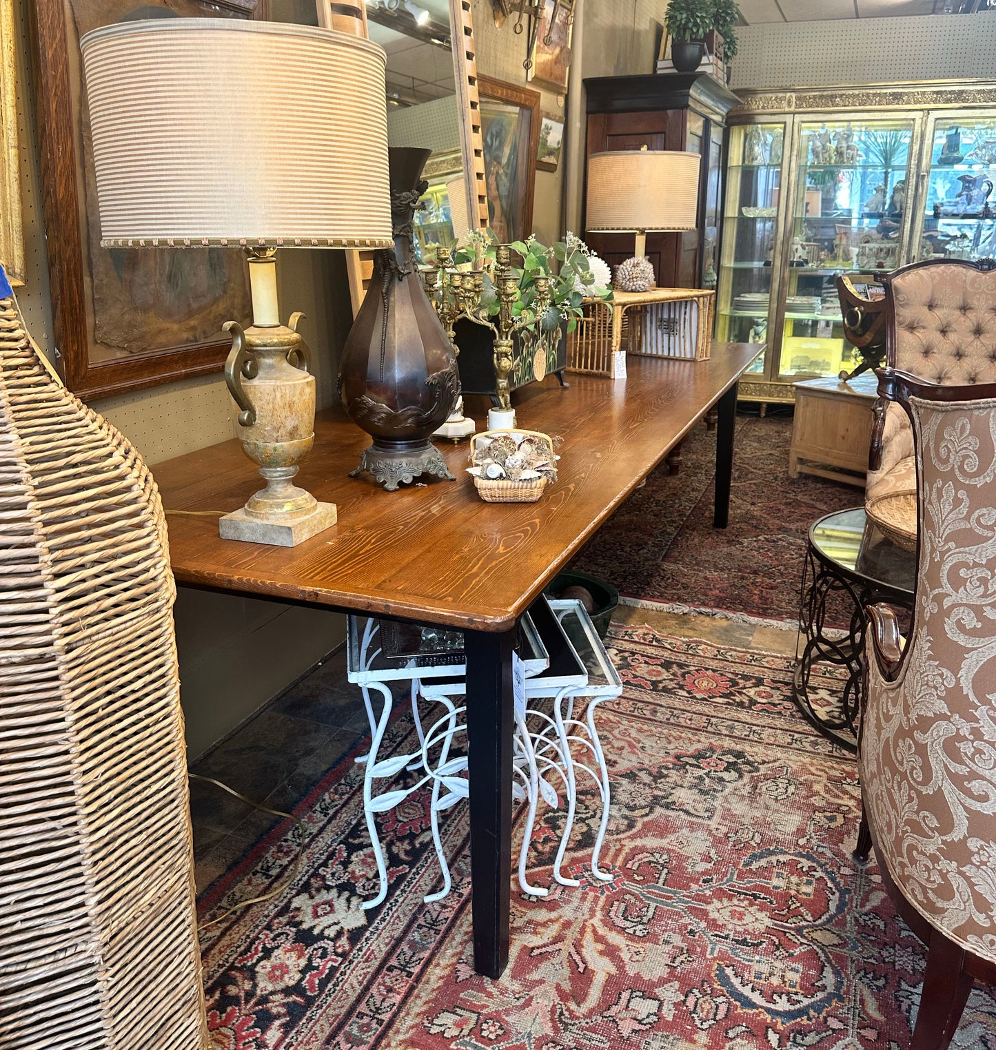 10ft Vintage Pine Farm Table - Seats 12