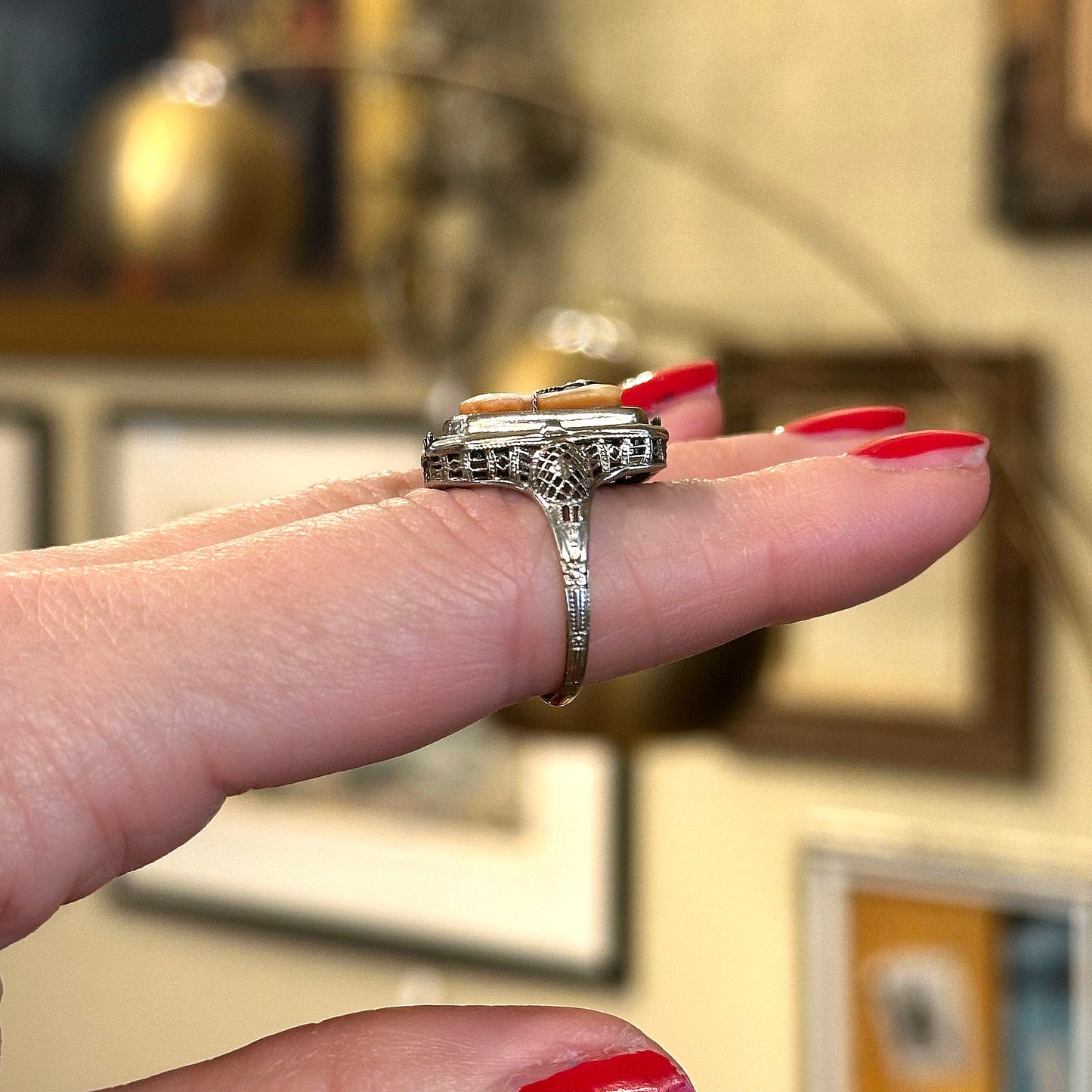 Art Deco Flip Ring w/ Cameo & Garnet