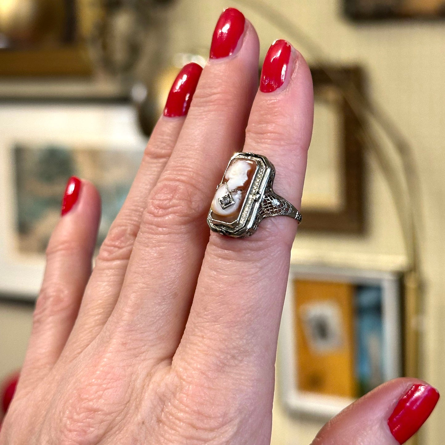 Art Deco Flip Ring w/ Cameo & Garnet