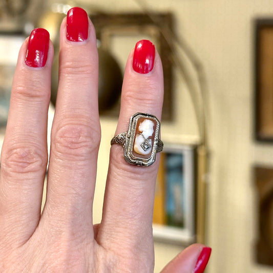 Art Deco Flip Ring w/ Cameo & Garnet