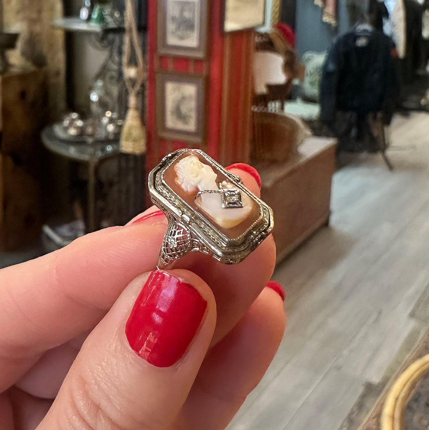 Art Deco Flip Ring w/ Cameo & Garnet