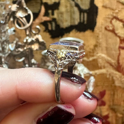 Art Deco Filigree 14k Pale Lavender Amethyst Ring