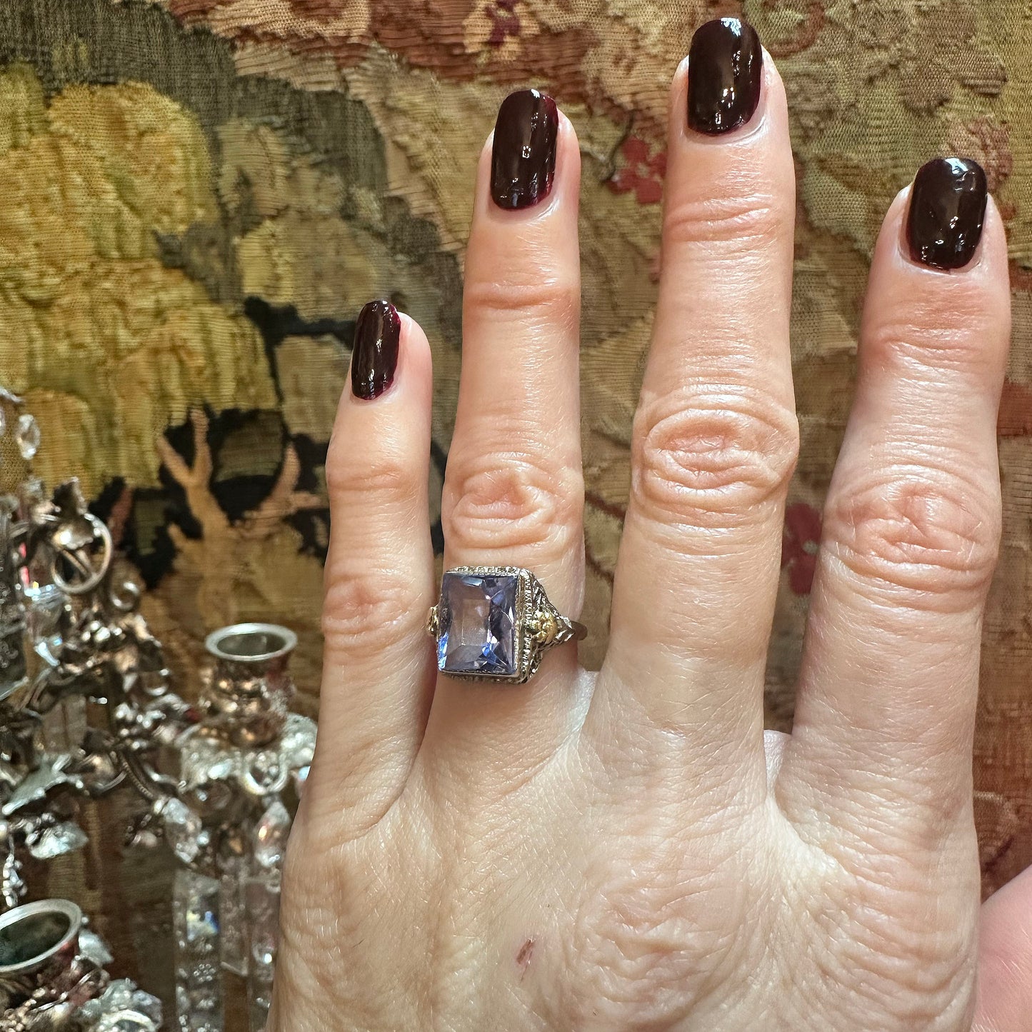 Art Deco Filigree 14k Pale Lavender Amethyst Ring