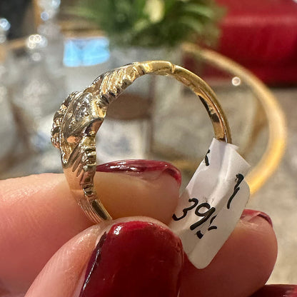 14k Gold Cladagh Ring w/ Diamond