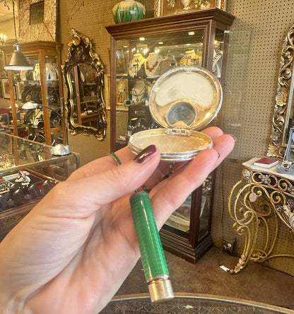 Art Deco Guilloché & Sterling Compact Set