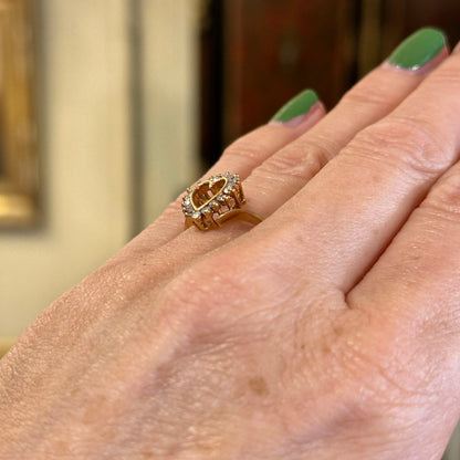 14k c.1970s Diamond Heart Swirl Ring