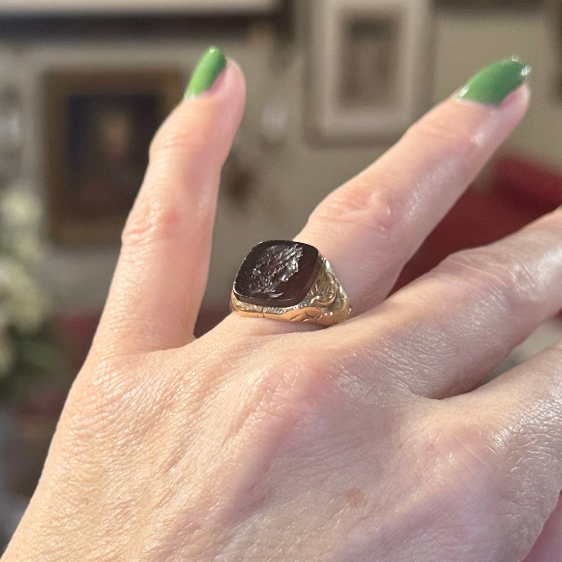 c.1890s 14k Gold Intaglio Ring