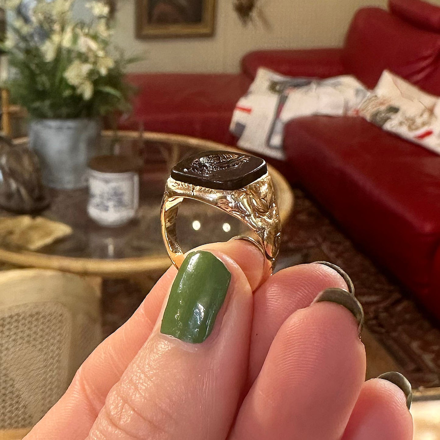 c.1890s 14k Gold Intaglio Ring