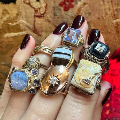 19k Rare Opal & Iolite Etruscan Revival Ring by Monica Rossi