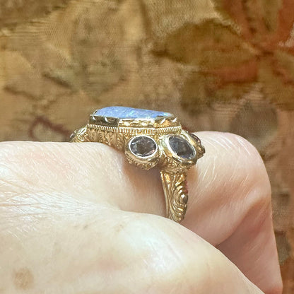 19k Rare Opal & Iolite Etruscan Revival Ring by Monica Rossi
