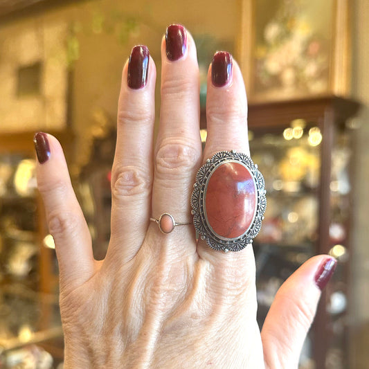 Vintage Statement Sterling & Carnelian Ring