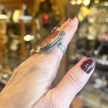 Vintage Statement Sterling & Carnelian Ring