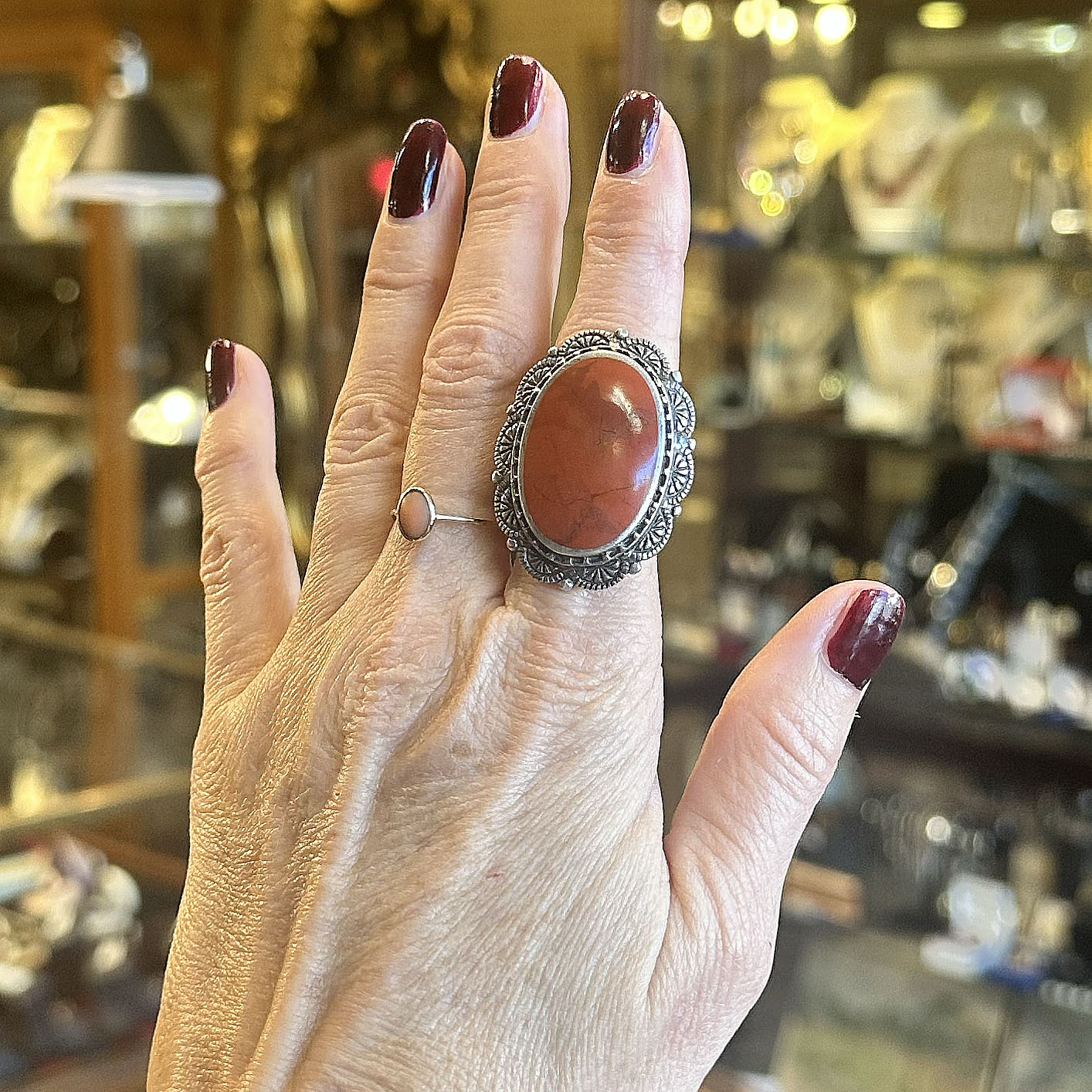 Vintage Statement Sterling & Carnelian Ring