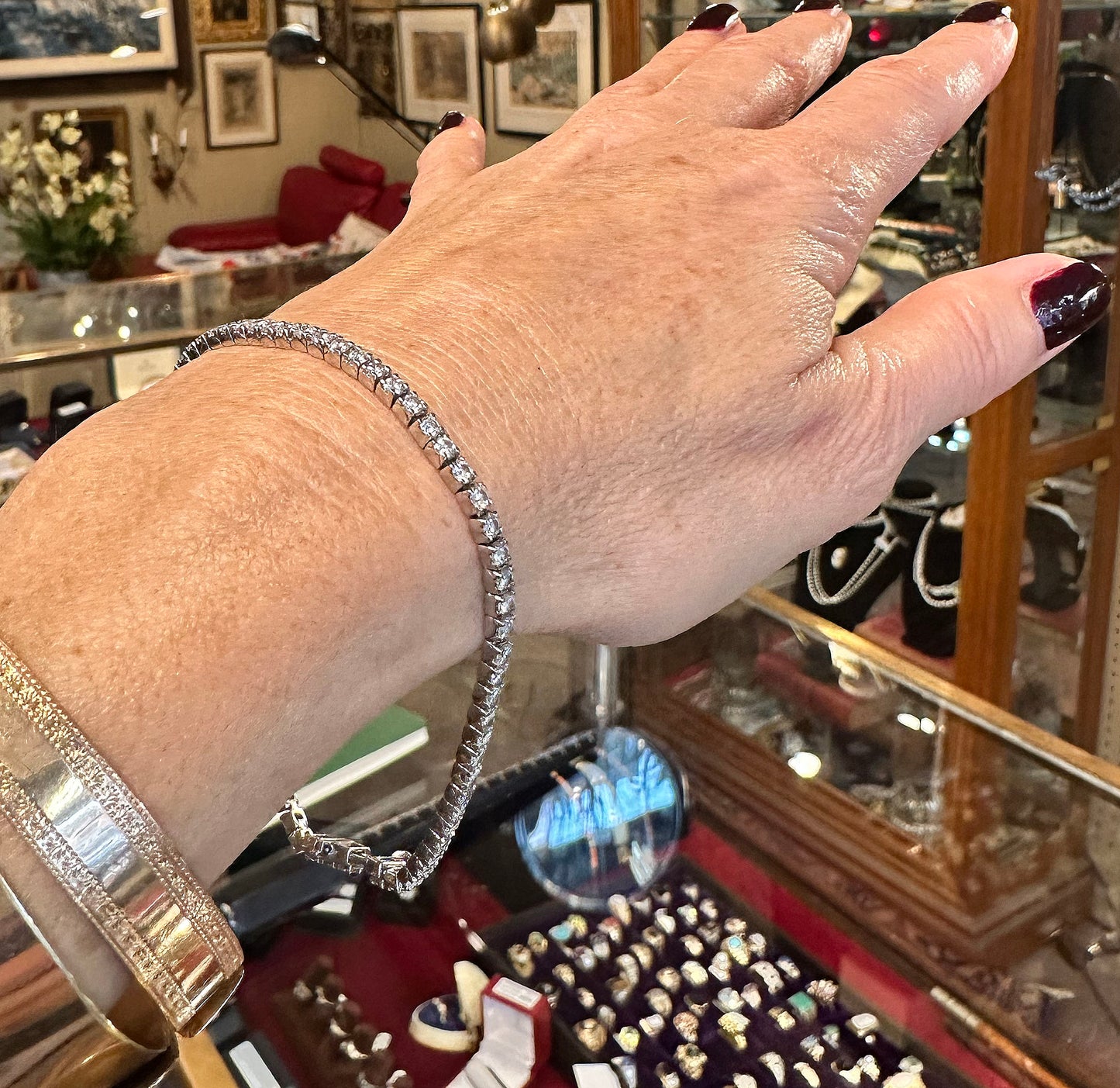 14k Art Deco Revival Diamond Line Bracelet