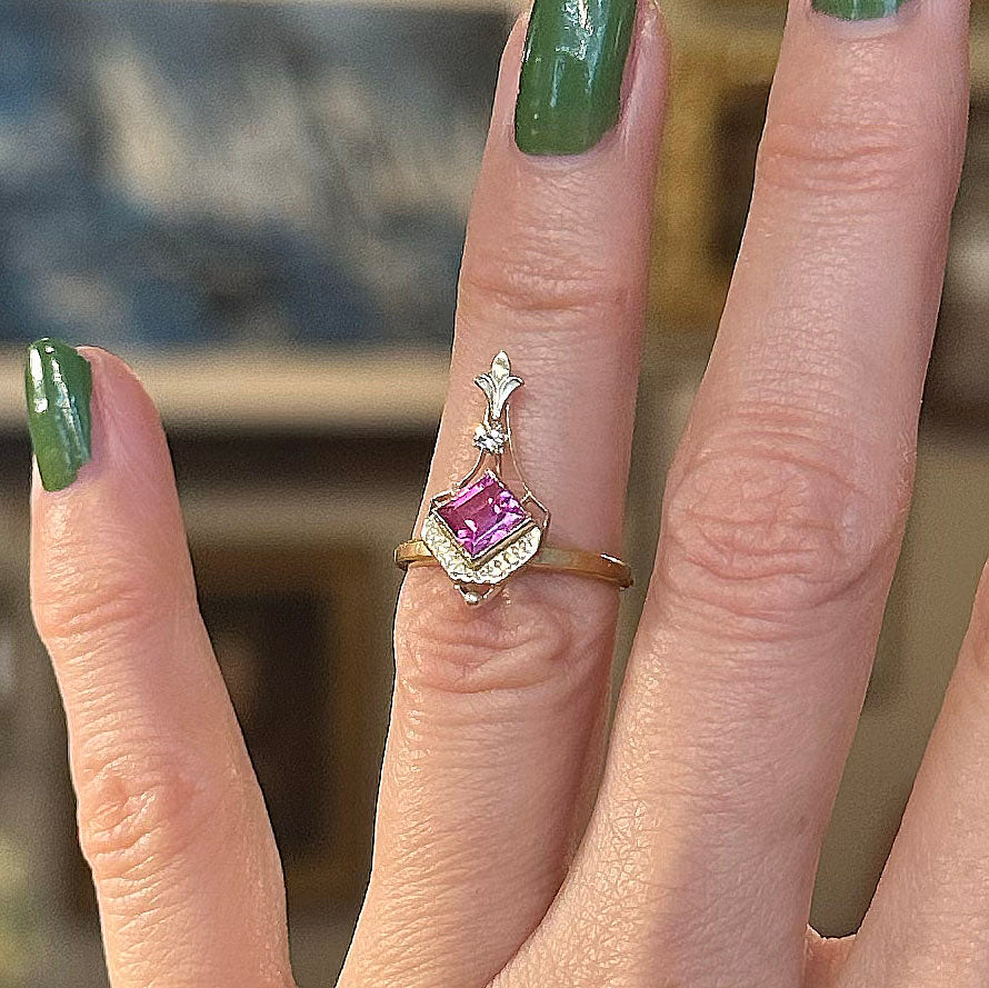 Belle Epoque 18k Pink Ruby & Diamond Ring