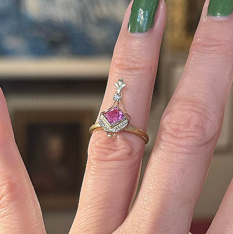 Belle Epoque 18k Pink Ruby & Diamond Ring