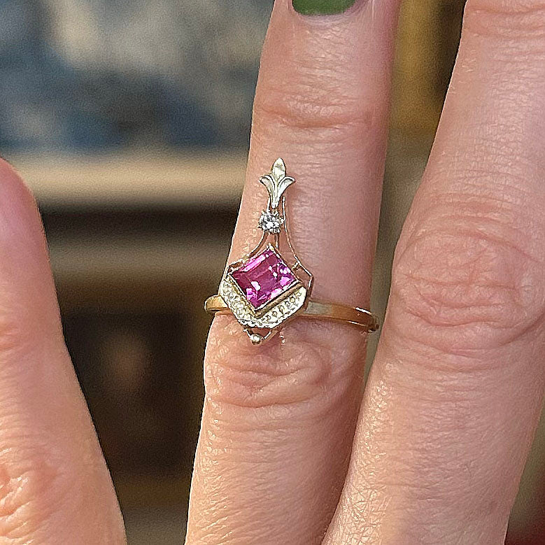 Belle Epoque 18k Pink Ruby & Diamond Ring