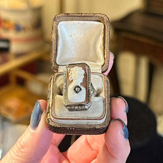Rare Hinged Locket Cameo Ring