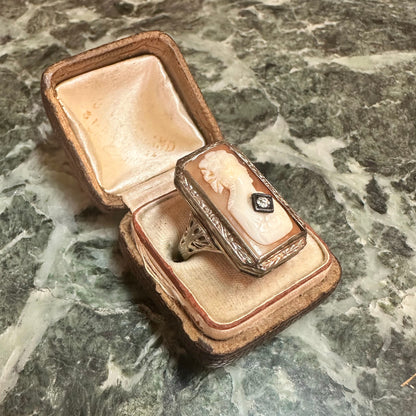 Rare Hinged Locket Cameo Ring