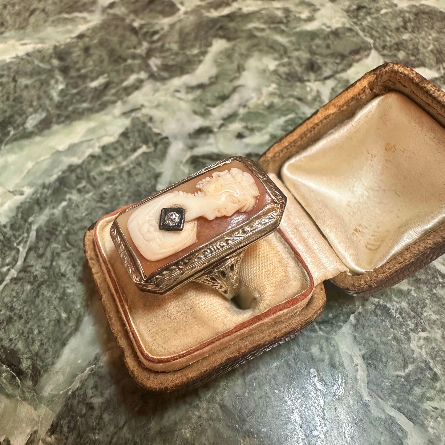 Rare Hinged Locket Cameo Ring