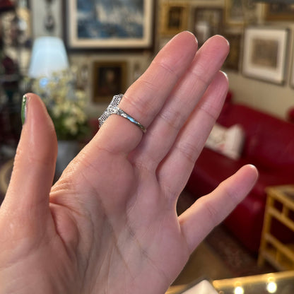 Art Deco Camphor Glass White Gold Ring